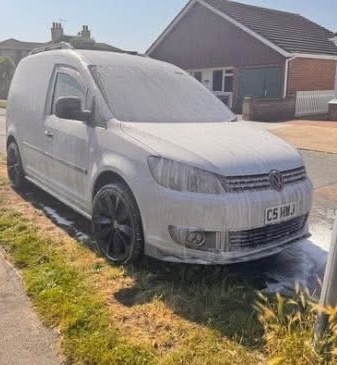 HWJ Valets at work washing a VW Caddy van